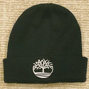 Timberland Black Knit Logo Beanie - EUC